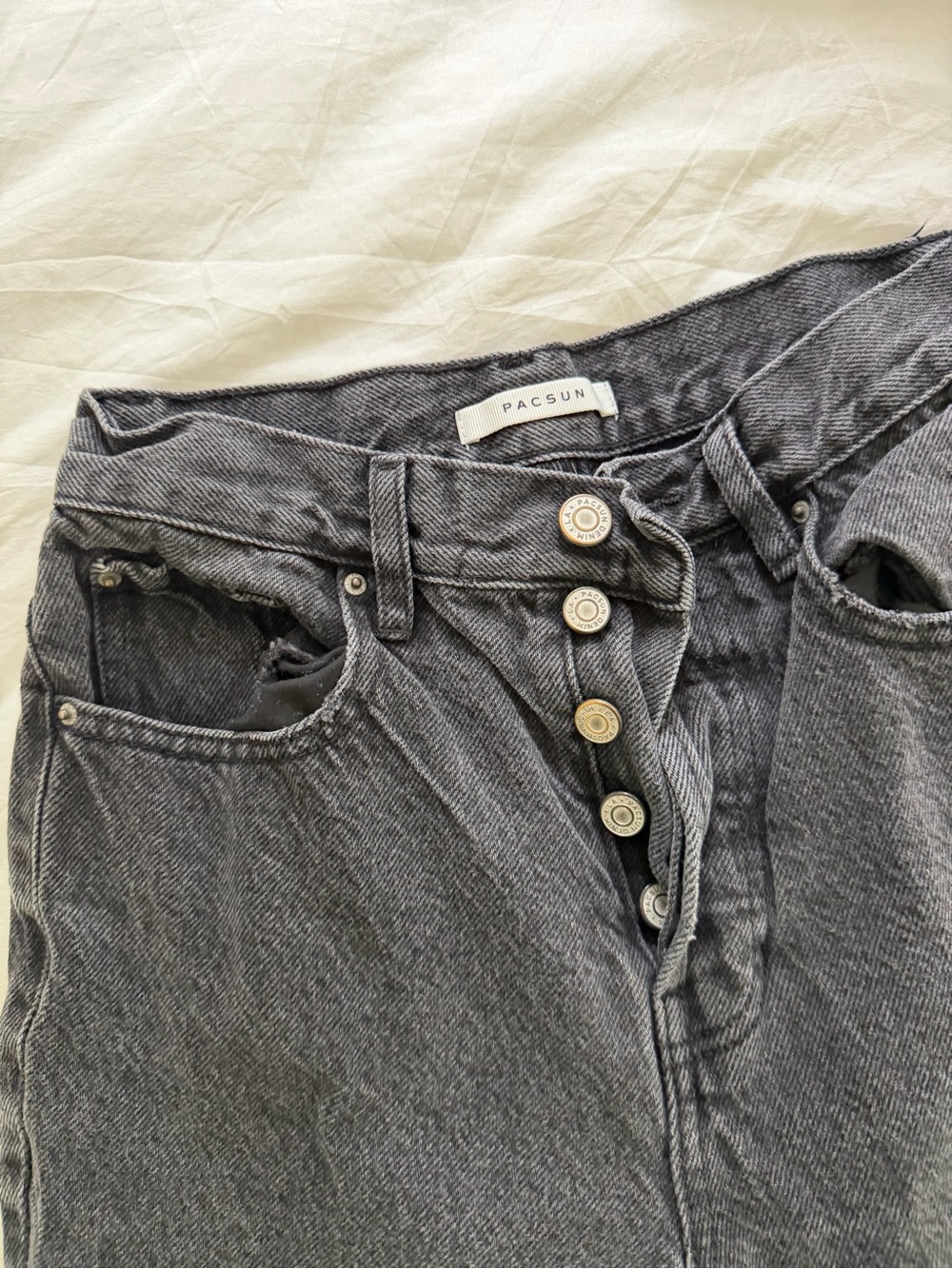 PacSun Women's High-Rise Distressed Black Button-Fly Jeans